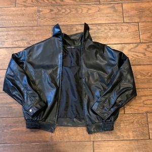 Shein black leathery jacket